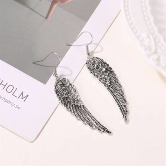 2/$30 NEW Boho Festival Sexy Angel Wings Silver Earrings 159 - Picture 4 of 8